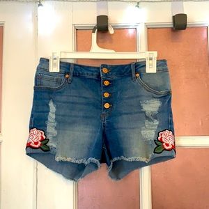 Embroidered Jean Shorts